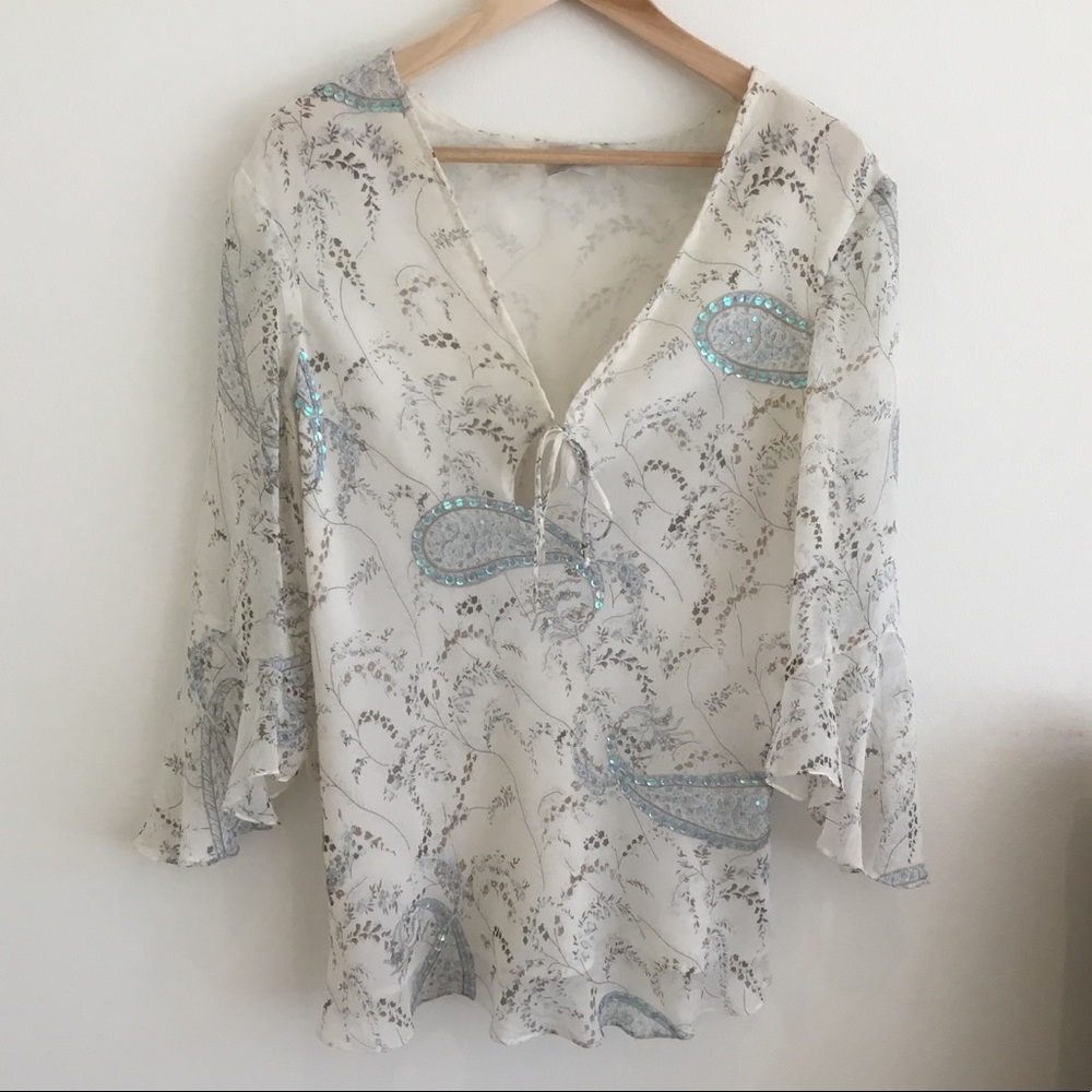 Richmond X chiffon  top tunic blouse tie spangle